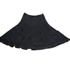 Jones NY‎ Womens 16 Silk Midi Skirt Black Lagenlook Dark Fairy Eyelet Whimsigoth